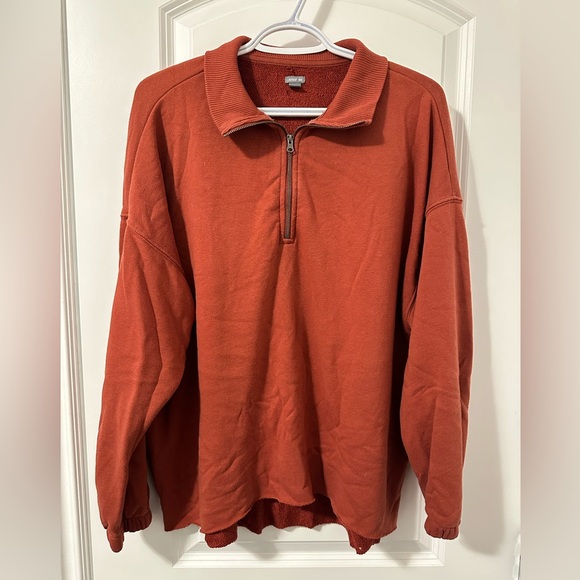 Aerie 1/4 Zip Oversized Sweatshirt, Burnt Orange, Women’s size M - Picture 1 of 2